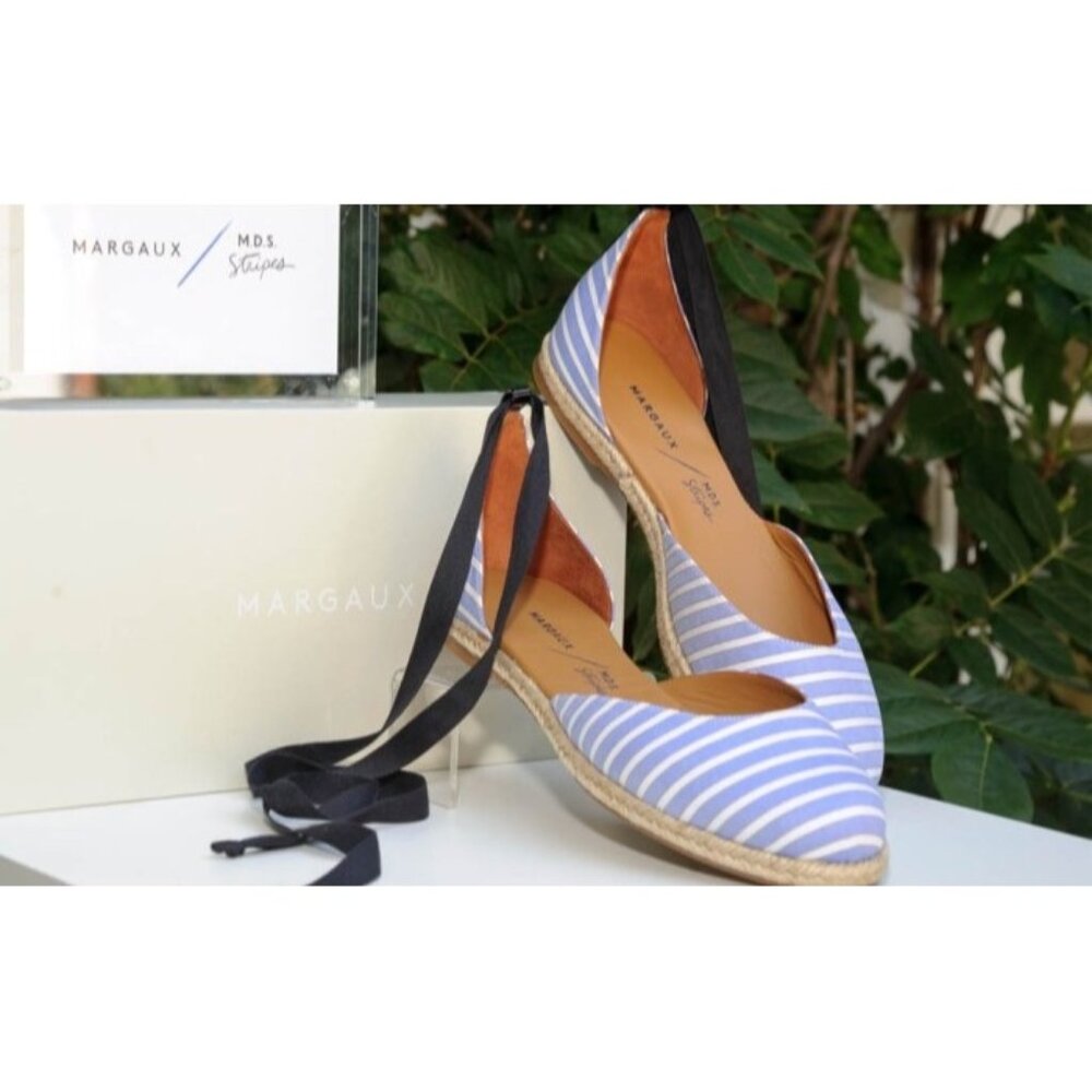 Margaux x MDS Stripes Womens Blue Espadrille Flats Lace Up Leg Tie size 41 US 10